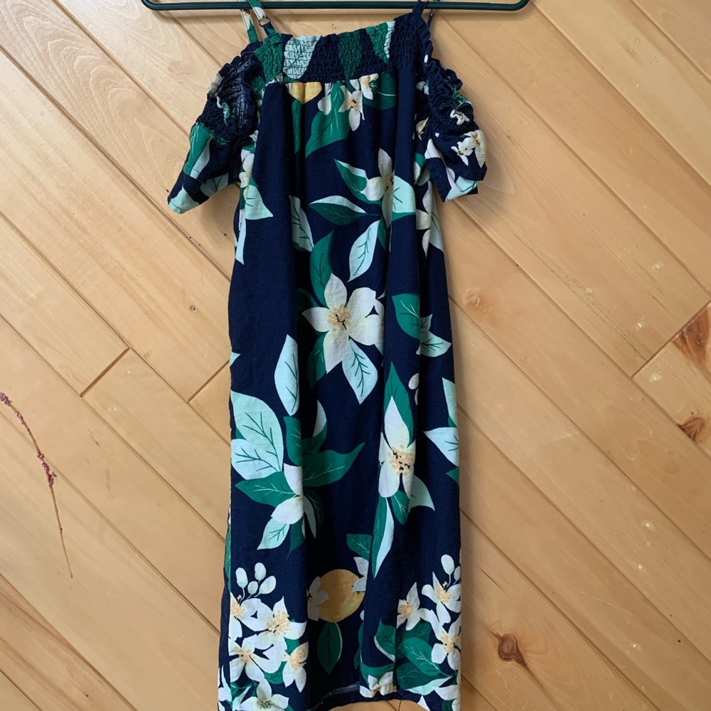 Hawaiian Cut Off Strap Shoulder Dress